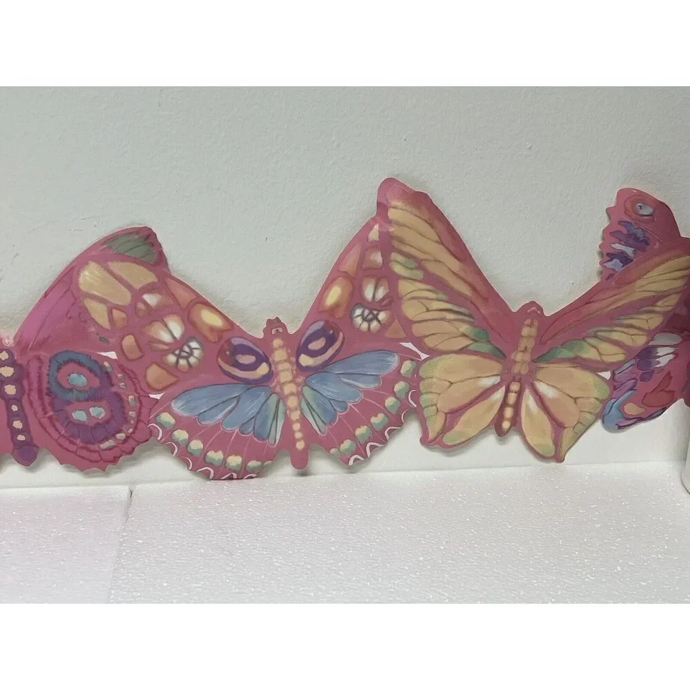 Butterflies Scalloped  Wall Border Juvenile Baby Nursery Pink #TR105314
